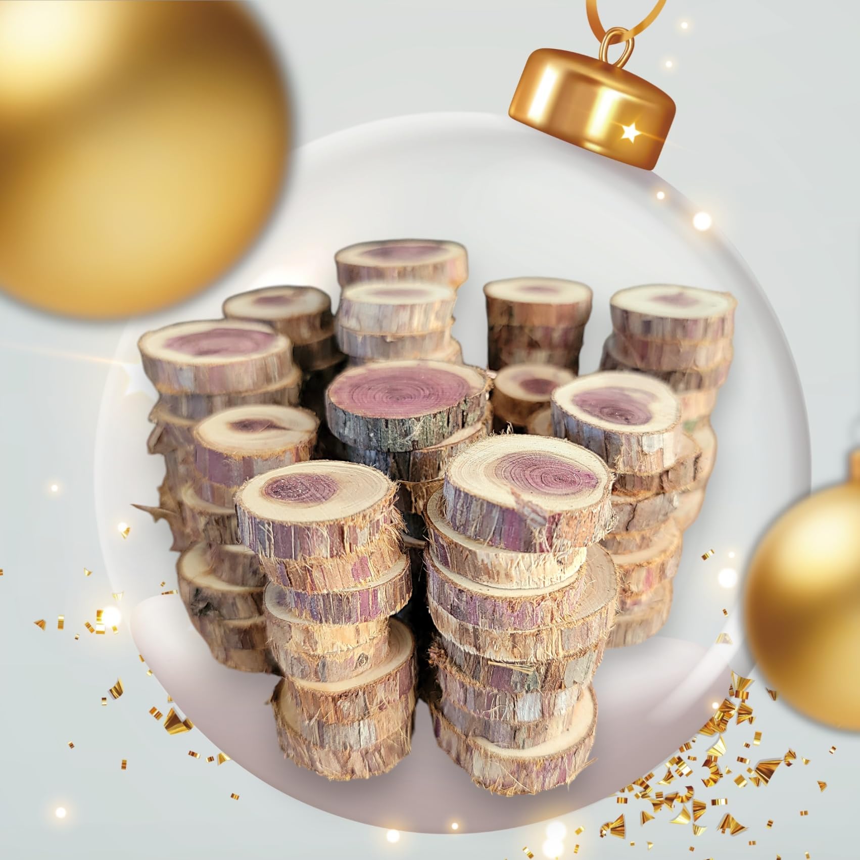 Rustic wood slices for wedding decor and centerpieces