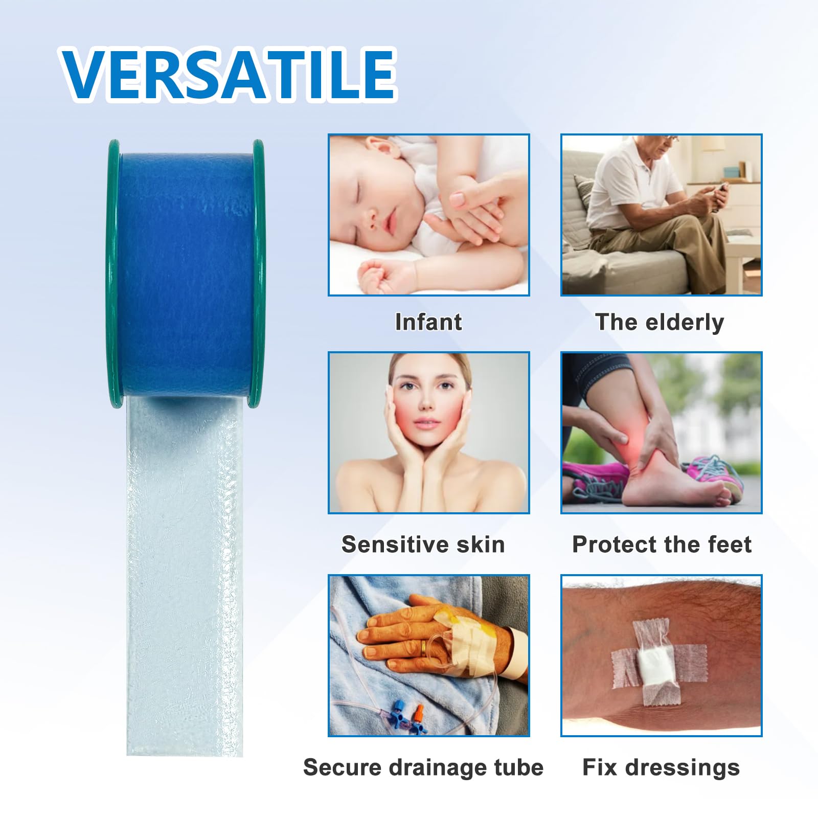 Tape designed to secure dressings and tubing