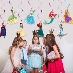 Pre-assembled lightweight cardstock hanging swirls