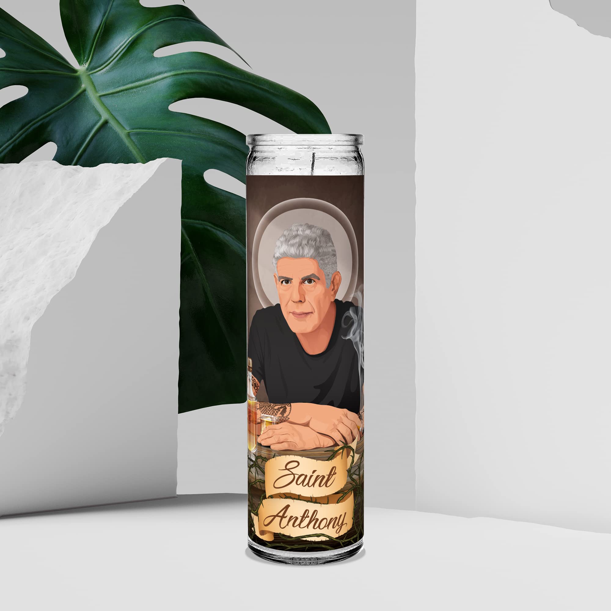 Celebrity Prayer Devotional parody candle artwork