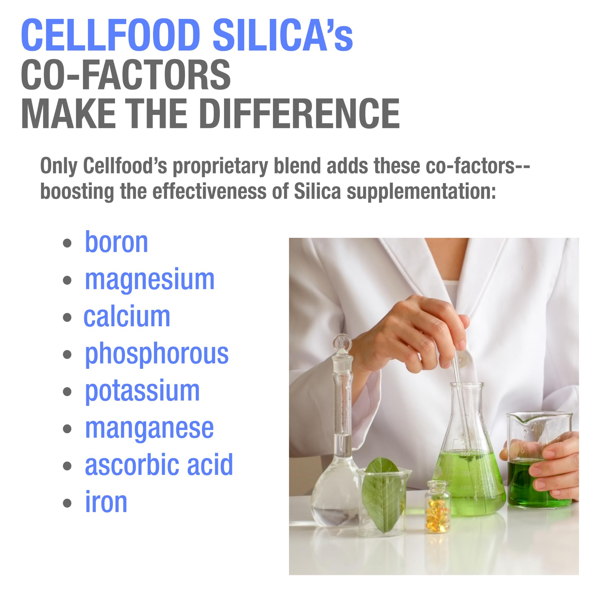 Supports bones joints hair skin nails teeth gums with silica
