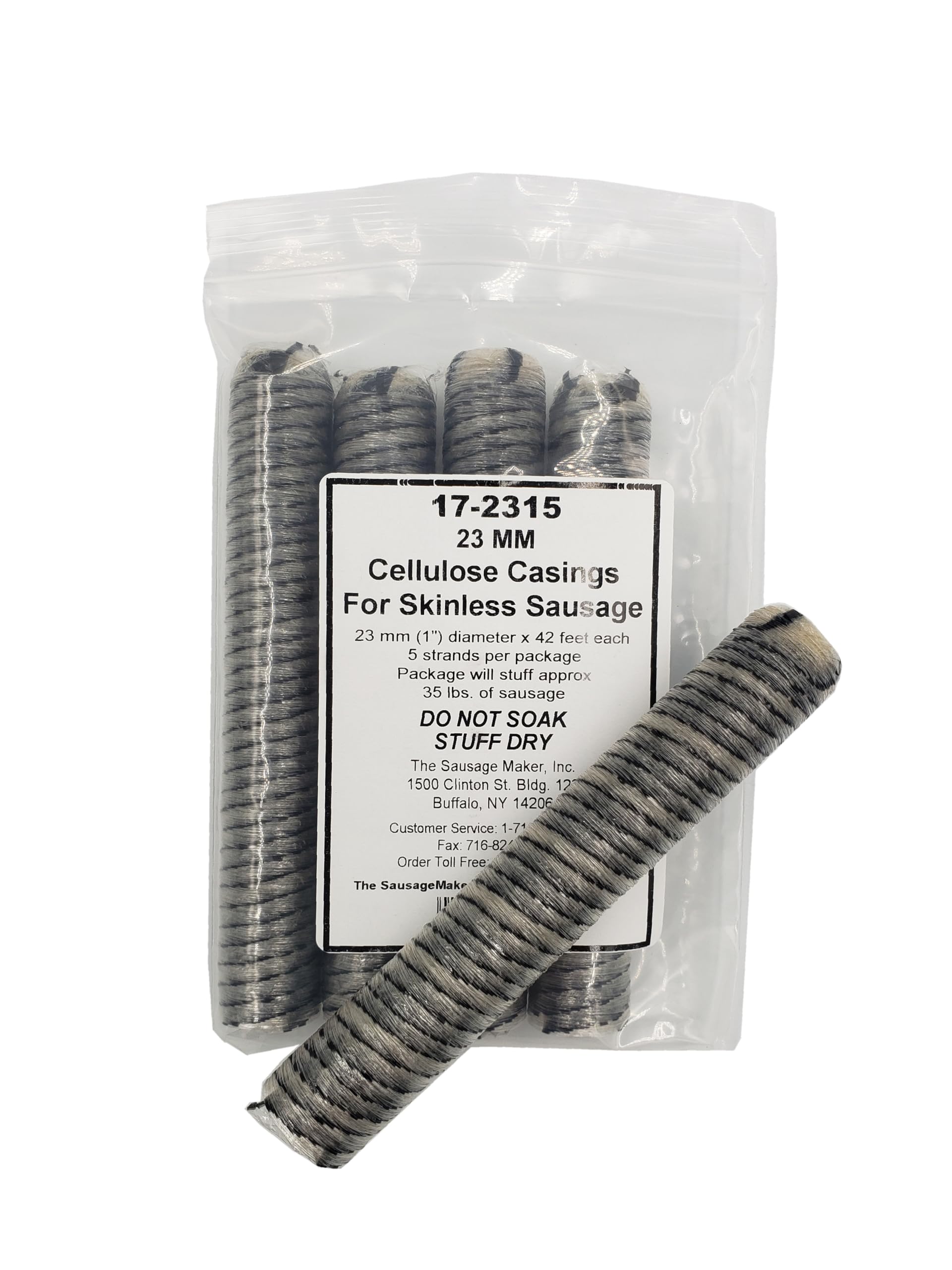 Cellulose skinless casings 23mm diameter 42 feet each for skinless hot dogs