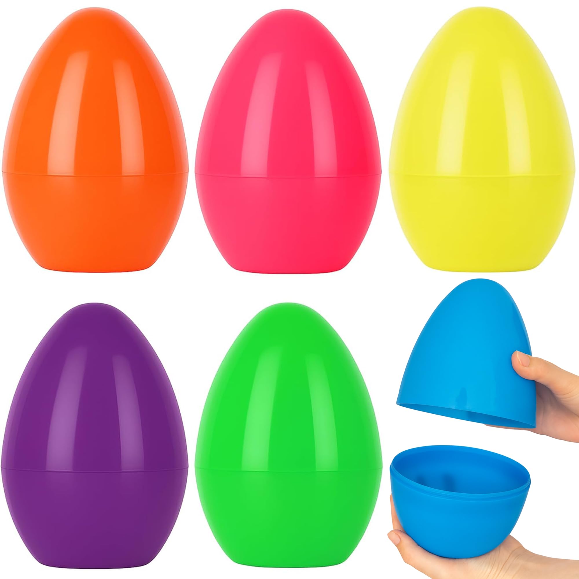 Celmuron 6 Pack 8inch Jumbo Fillable Easter Eggs orange