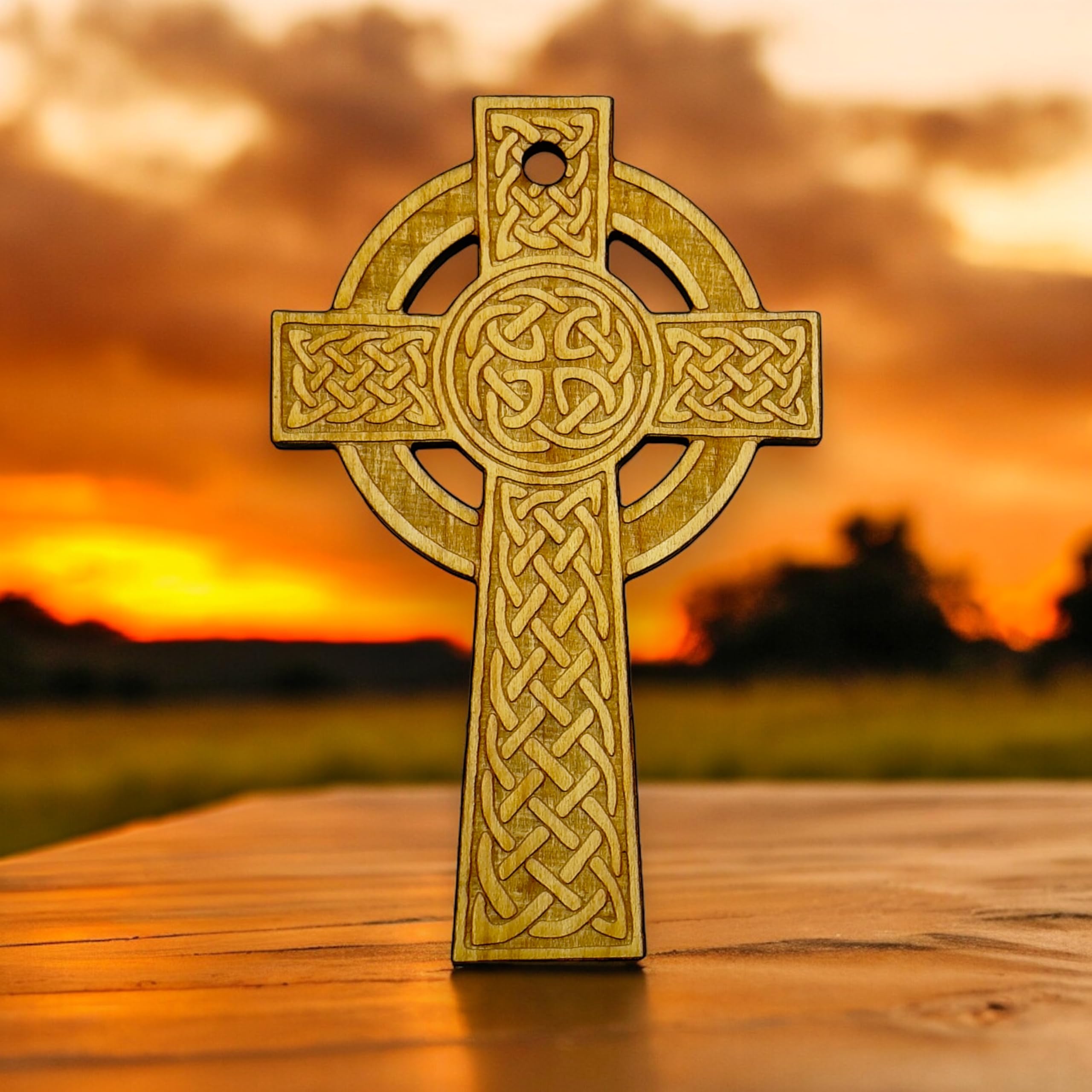 Celtic Cross wooden ornament 2x4in