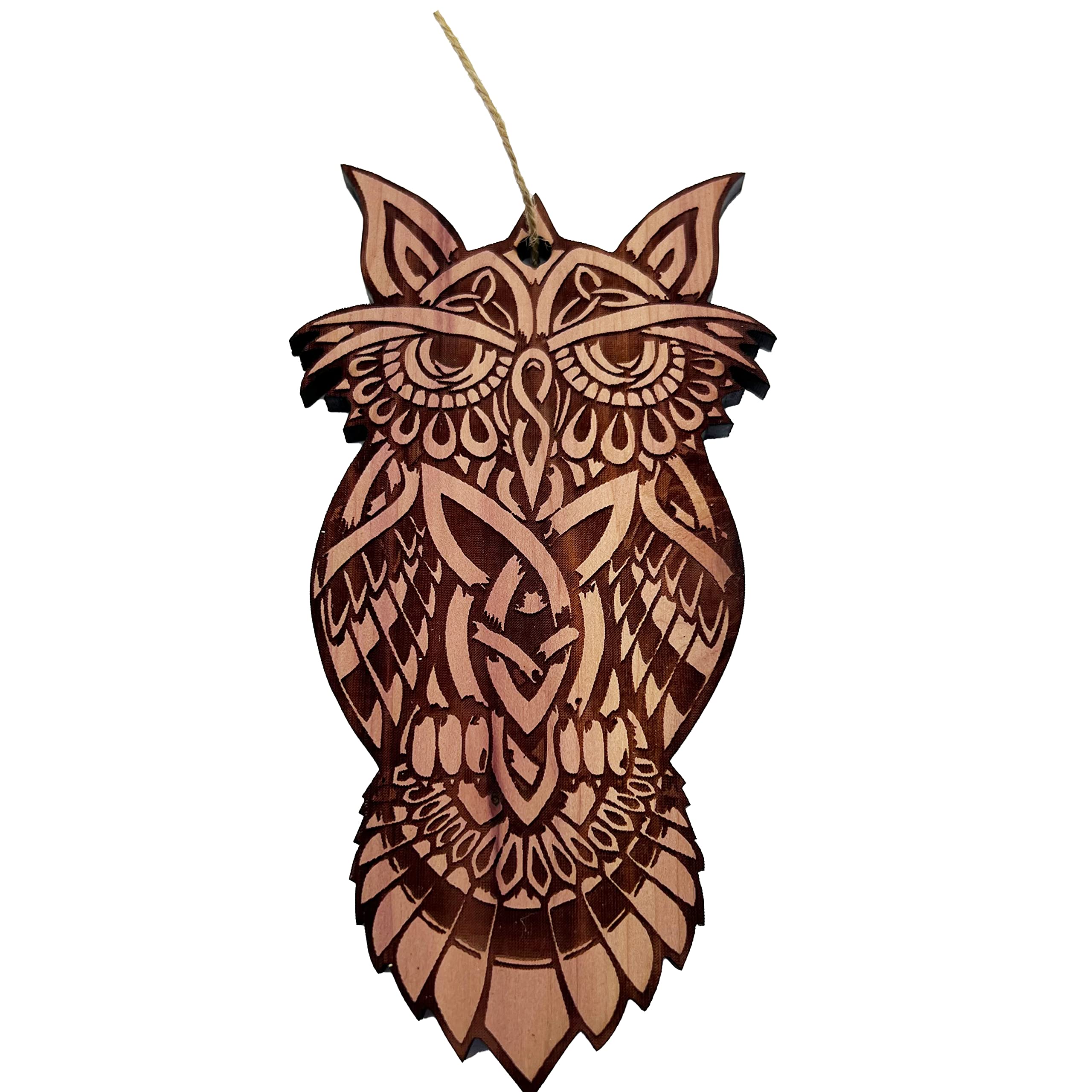 Celtic Owl Cedar Ornament 1/4 inch raw cedar