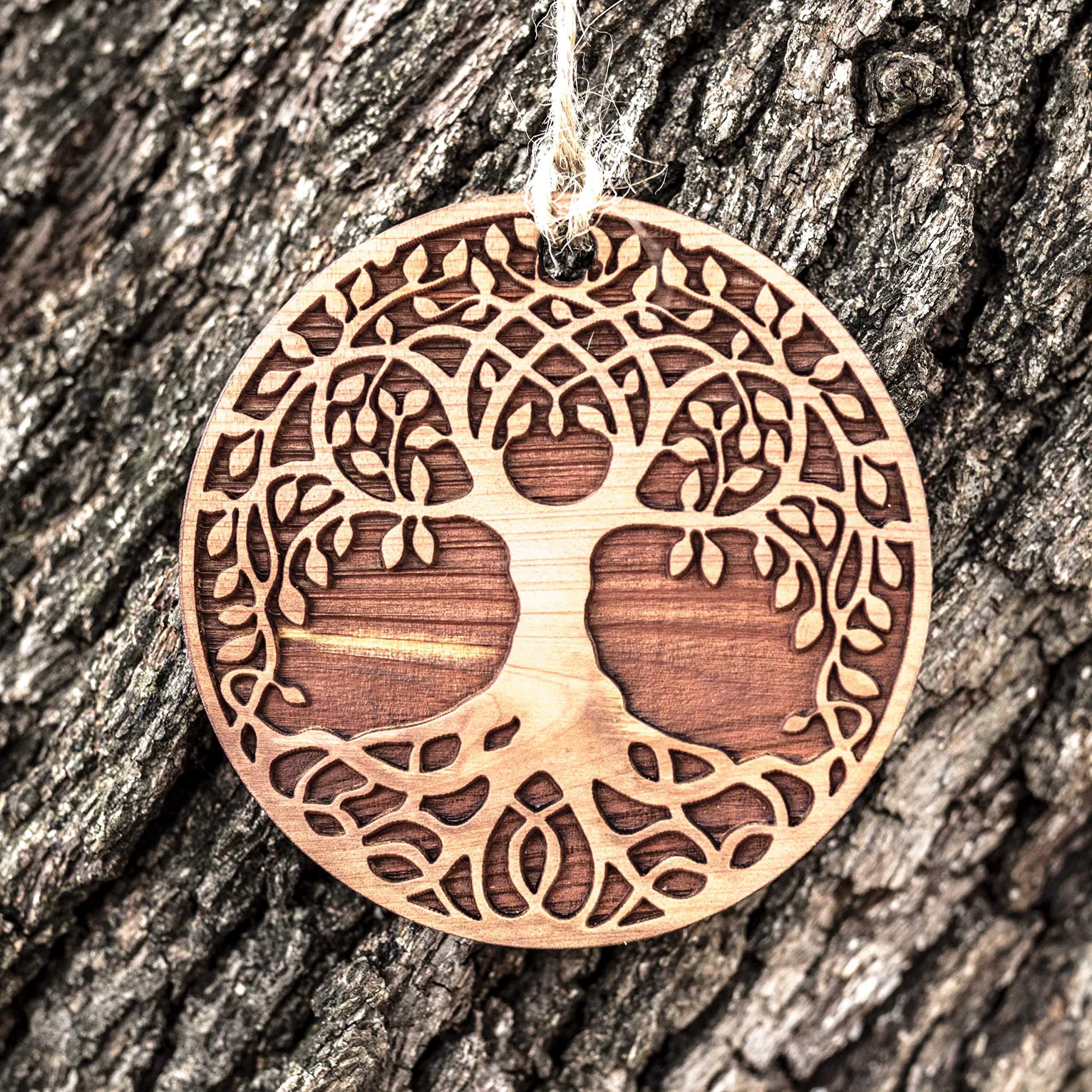 Celtic Tree of Life cedar ornament showing natural grain