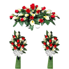 Cemetery Saddle and Cemetery Cone Pair Set on a headstone