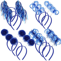 Censen 12 Pcs Halloween Pom Pom Headbands blue set front view