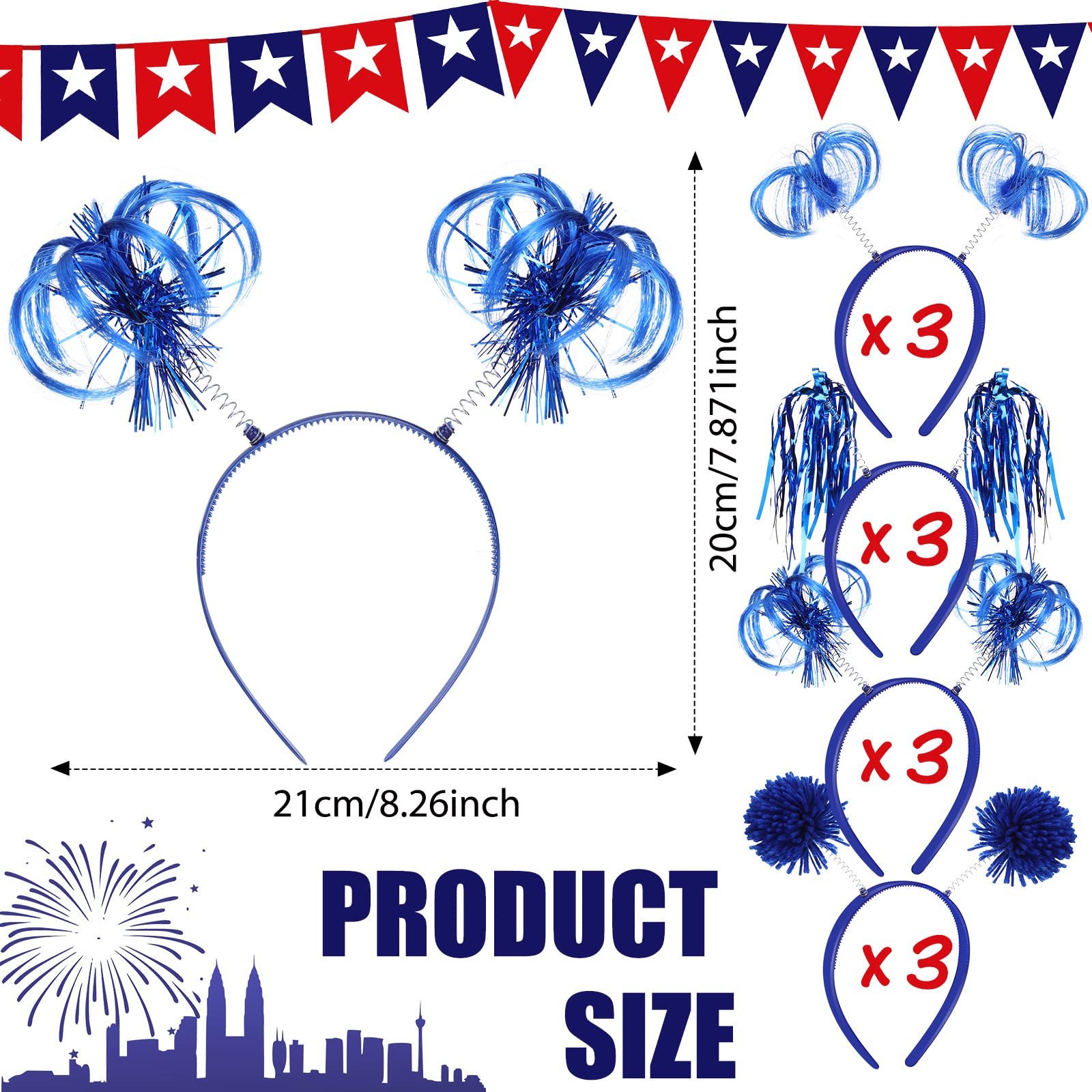 Blue Spirit Party Hat headband pom pom close up