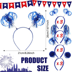 Blue Spirit Party Hat headband pom pom close up