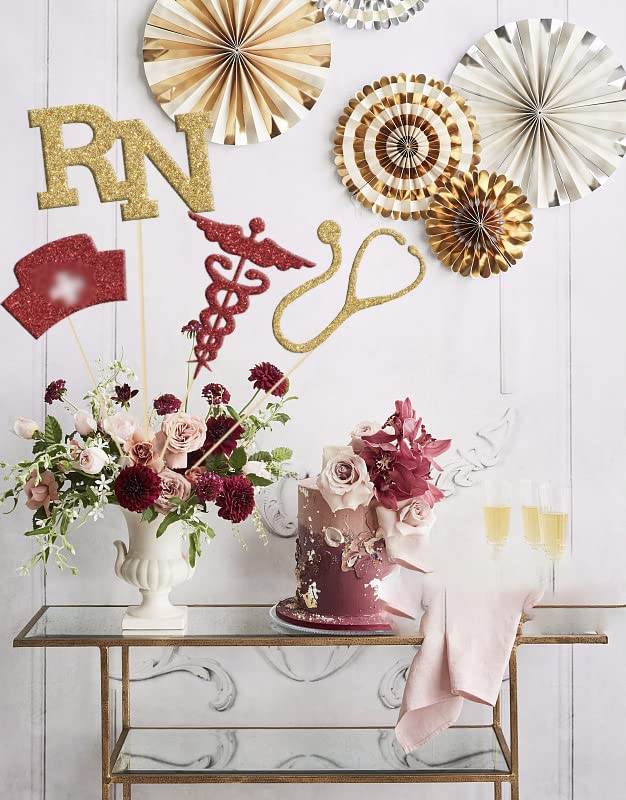 Centerpiece sticks red gold decor for cakes and dessert tables