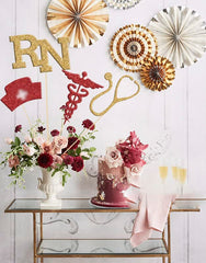 Centerpiece sticks red gold decor for cakes and dessert tables