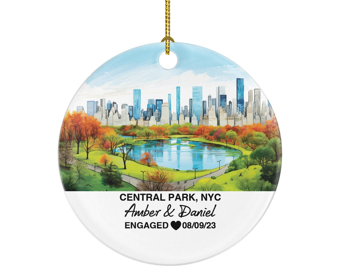 Central Park travel ornament front print ceramic 3 inch diameter