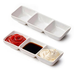 Ceramic Chip and Dip Serving Platter in white
