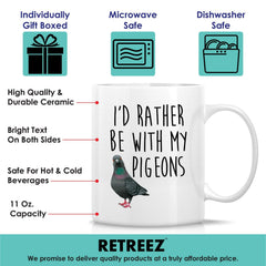 Ceramic mug with pigeon design for ornithology fans