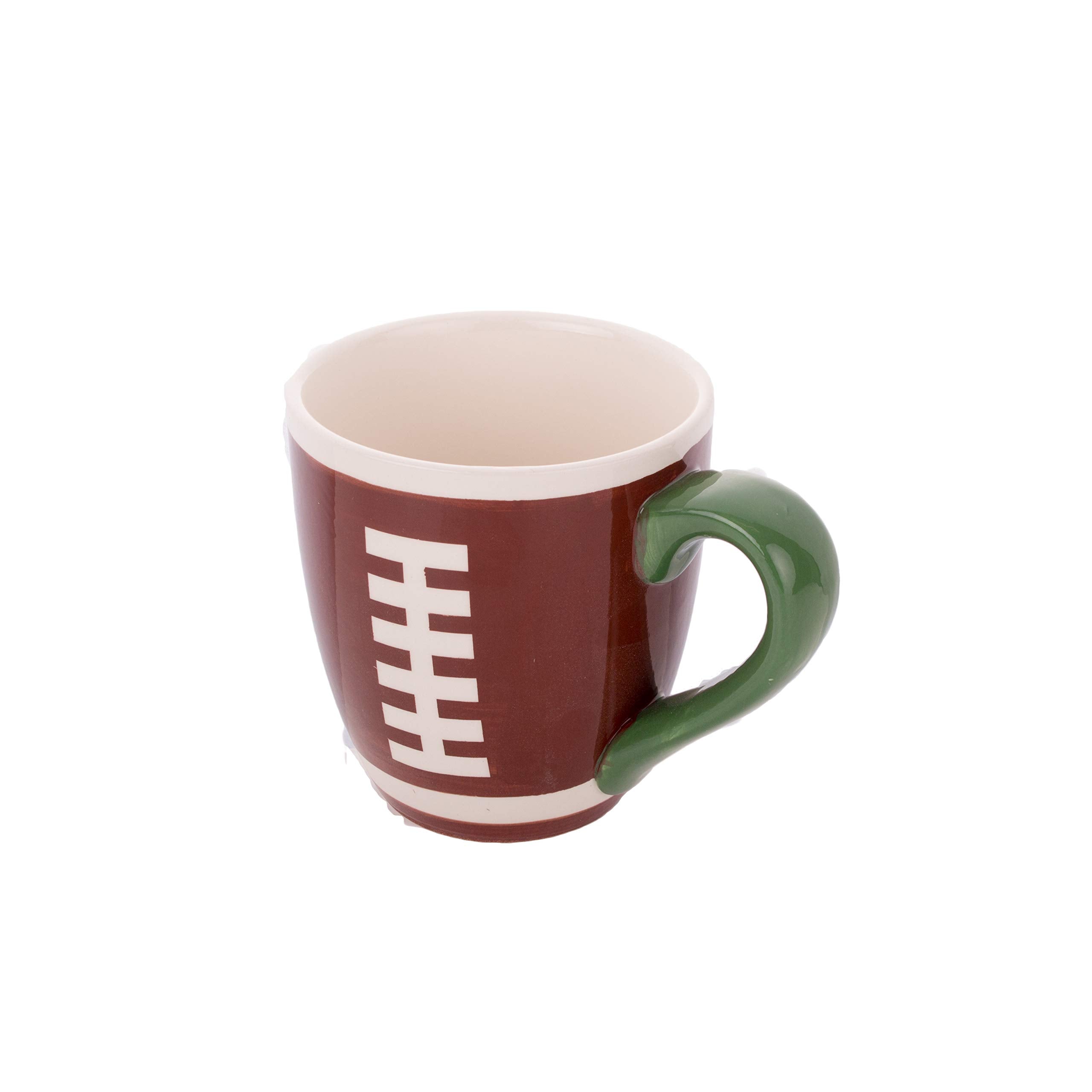 Ceramic mug 14 ounces with football design and handle