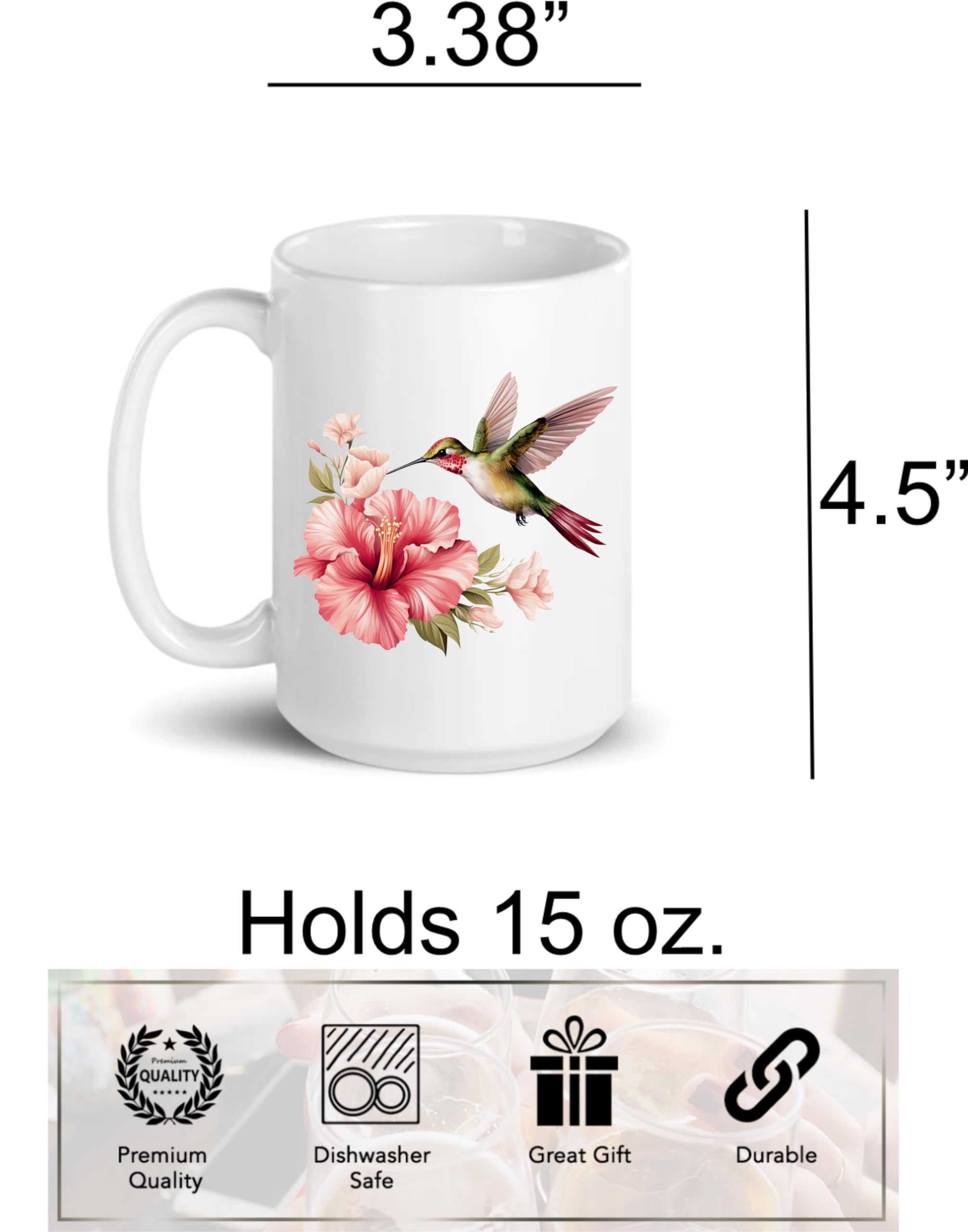 Microwave-safe hummingbird mug for tea and coffee