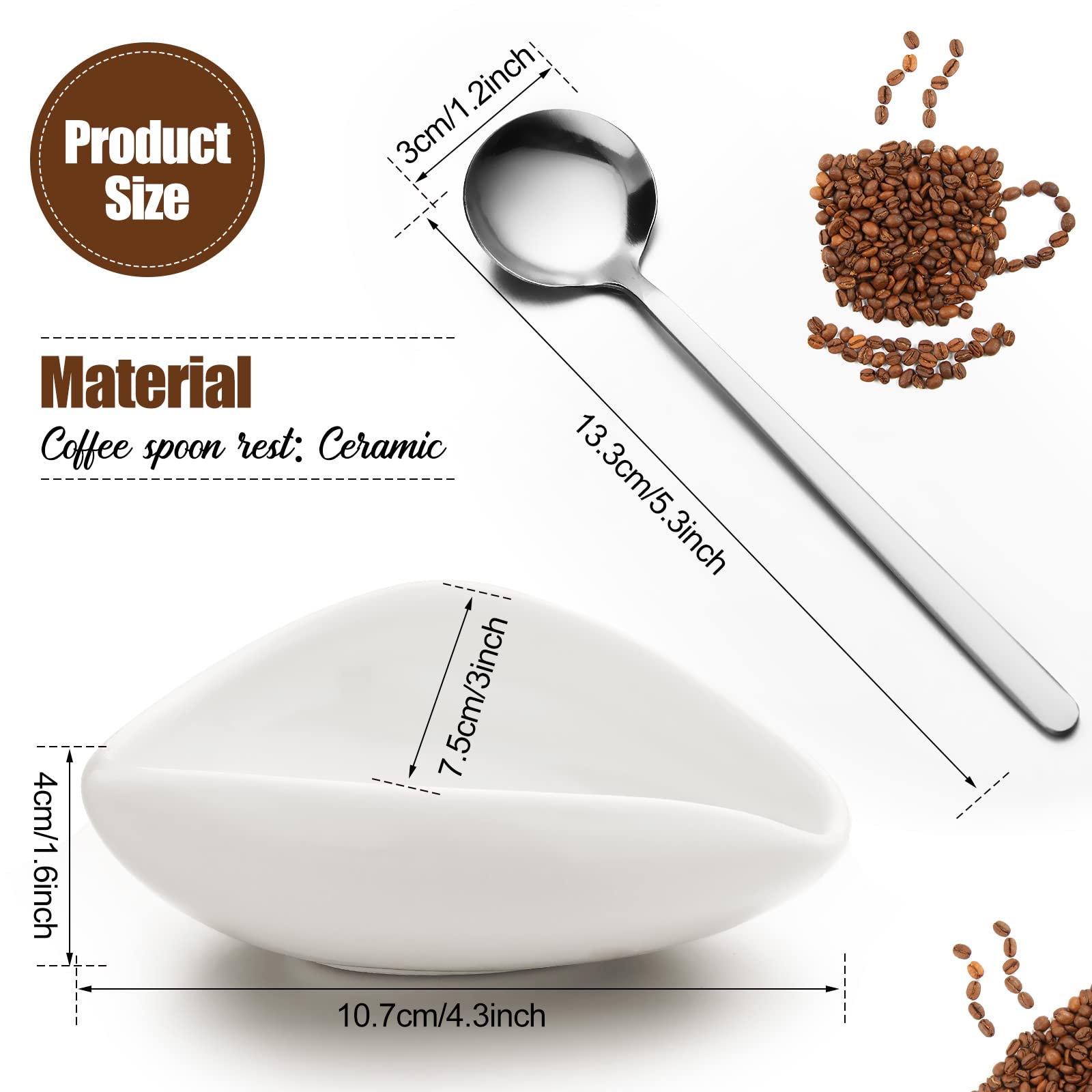 Ceramic spoon rests with curved edges and stainless steel spoons