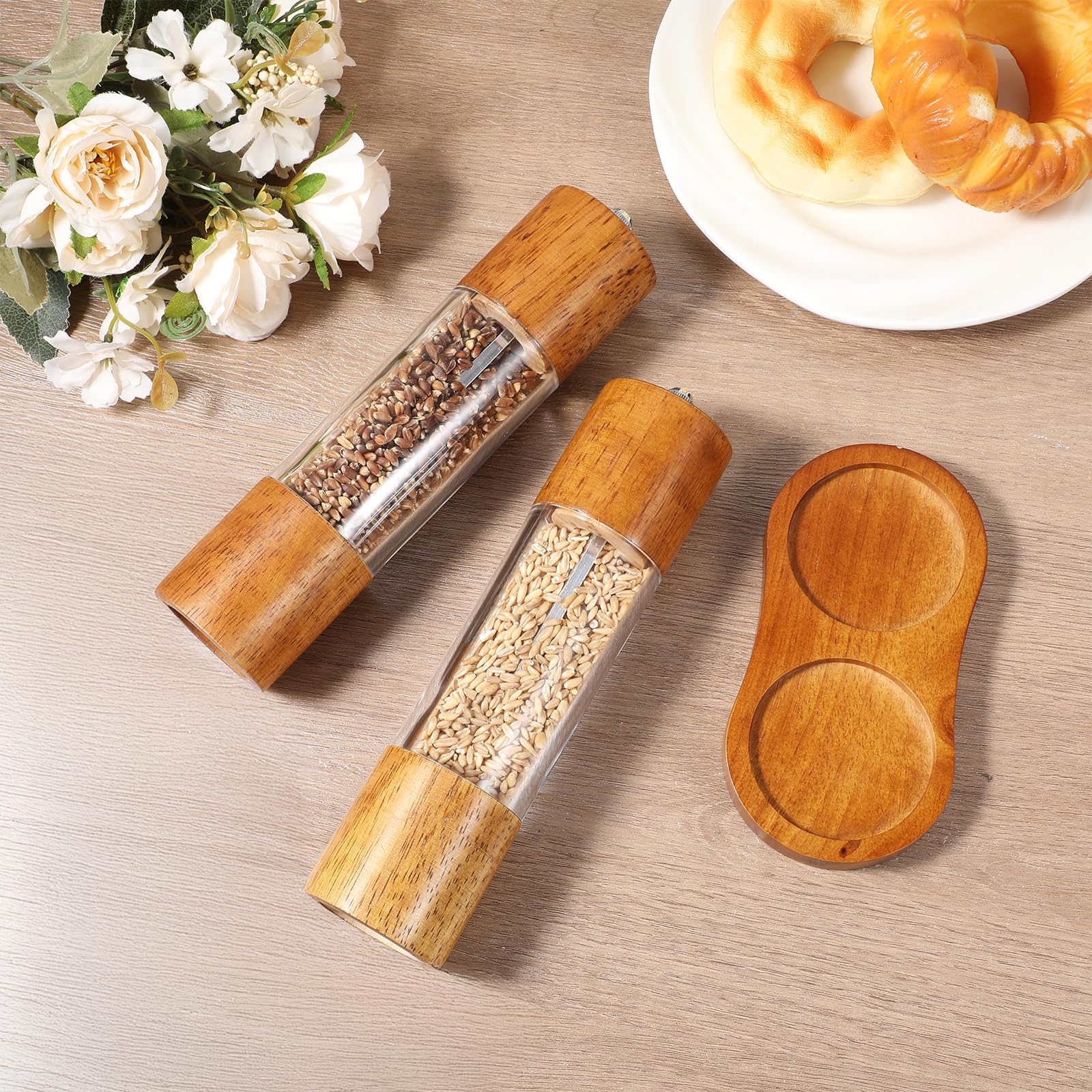 Ceramic core wood salt pepper grinder durable