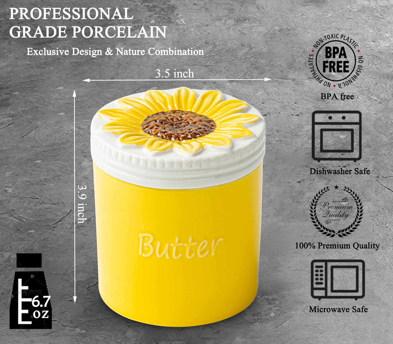Non-slip design interior of butter crock
