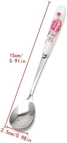 ceramic handle coffee spoon stainless steel