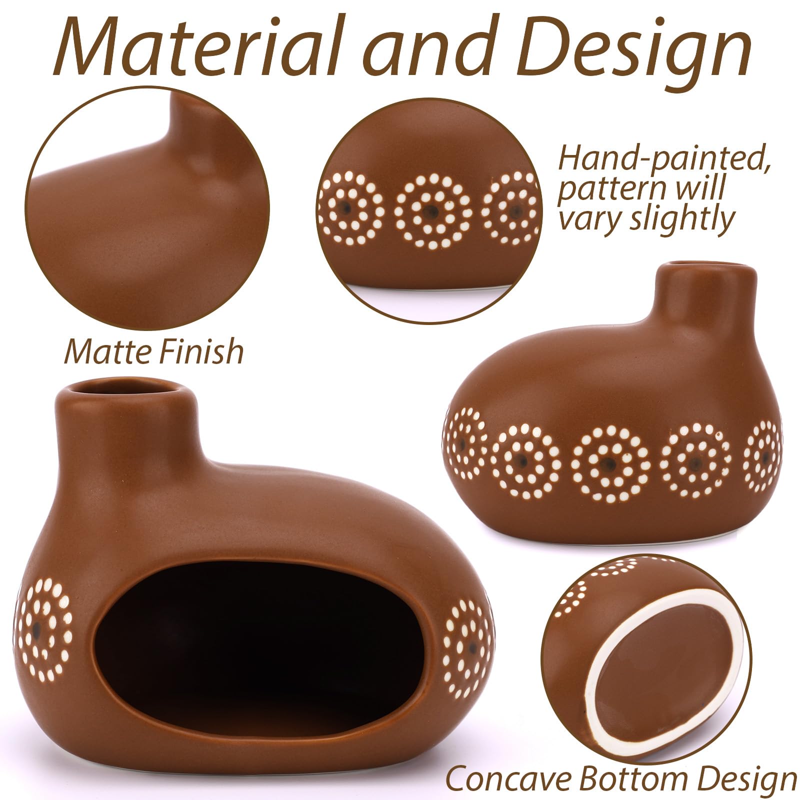 Ceramic incense holder with 3 inch front opening and 1 inch chimney
