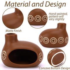 Ceramic incense holder with 3 inch front opening and 1 inch chimney