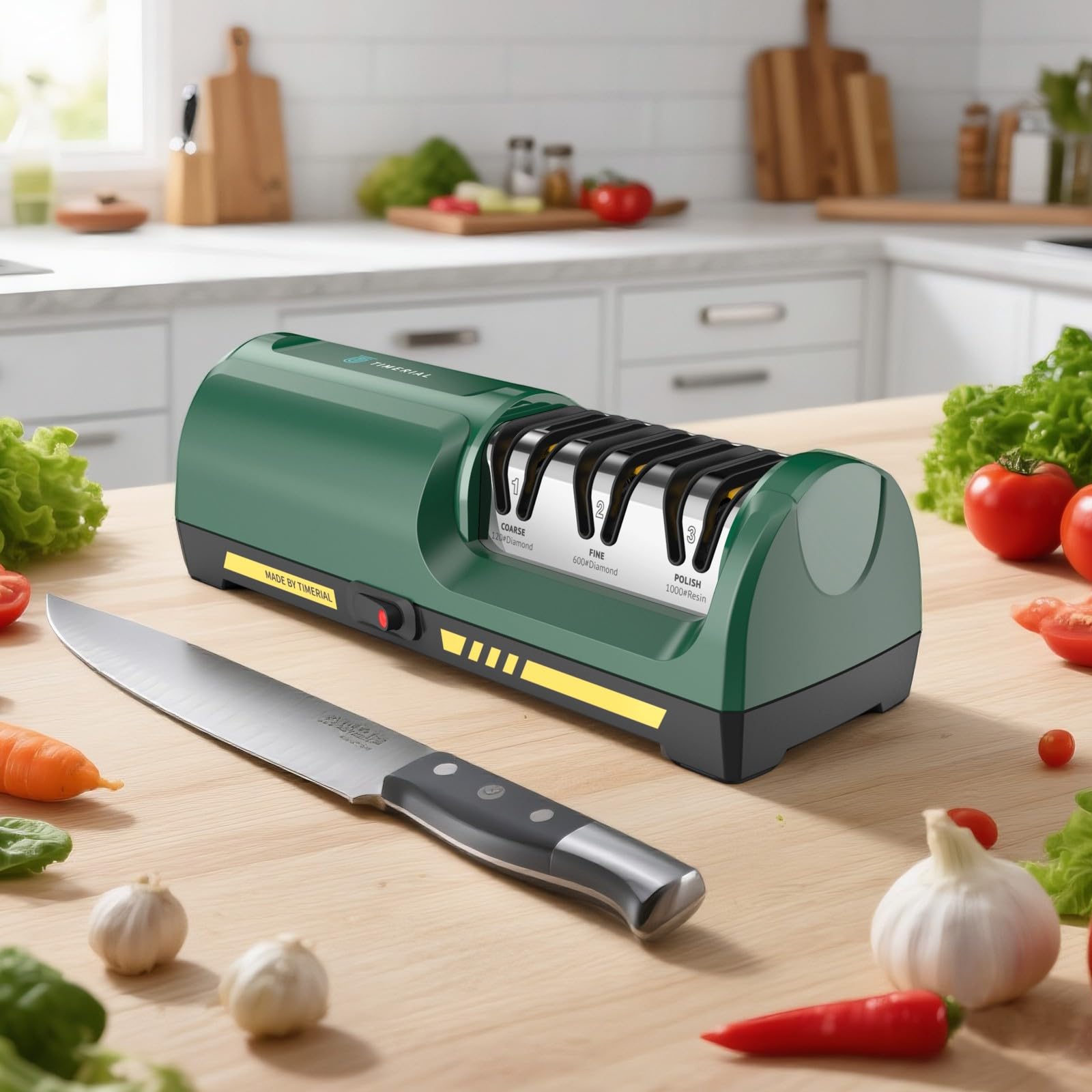 Sharpening ceramic kitchen knives with electric sharpener