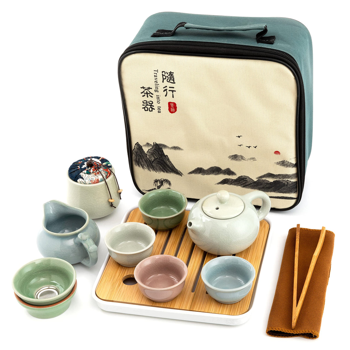 Ceramic Kungfu Tea Sets 12 Piece teapot and four cups