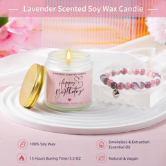 Gift-ready packaging includes lid spoon coaster and pink greeting card