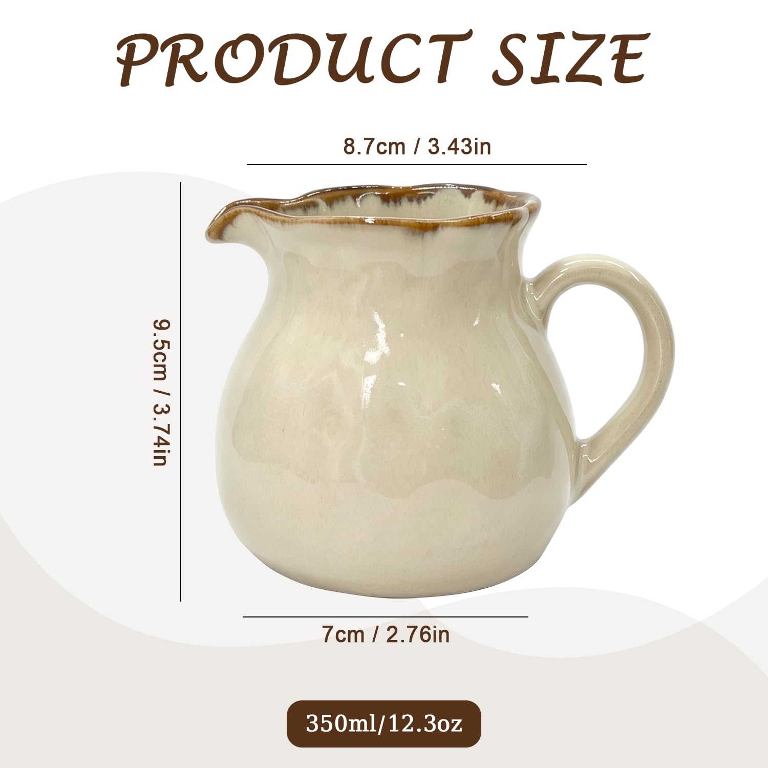 Ceramic milk pitcher 12.3oz smooth pour spout