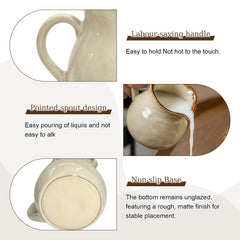 Ceramic milk pitcher with comfortable handle