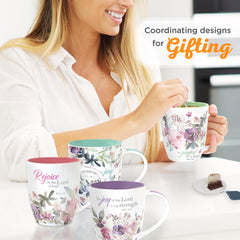 Joyful in Hope mug sage green interior 11oz ceramic