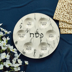 Ceramic Passover Seder dish with English Hebrew names