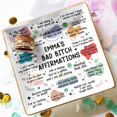 Versatile ceramic tray for rings keepsakes for office or home