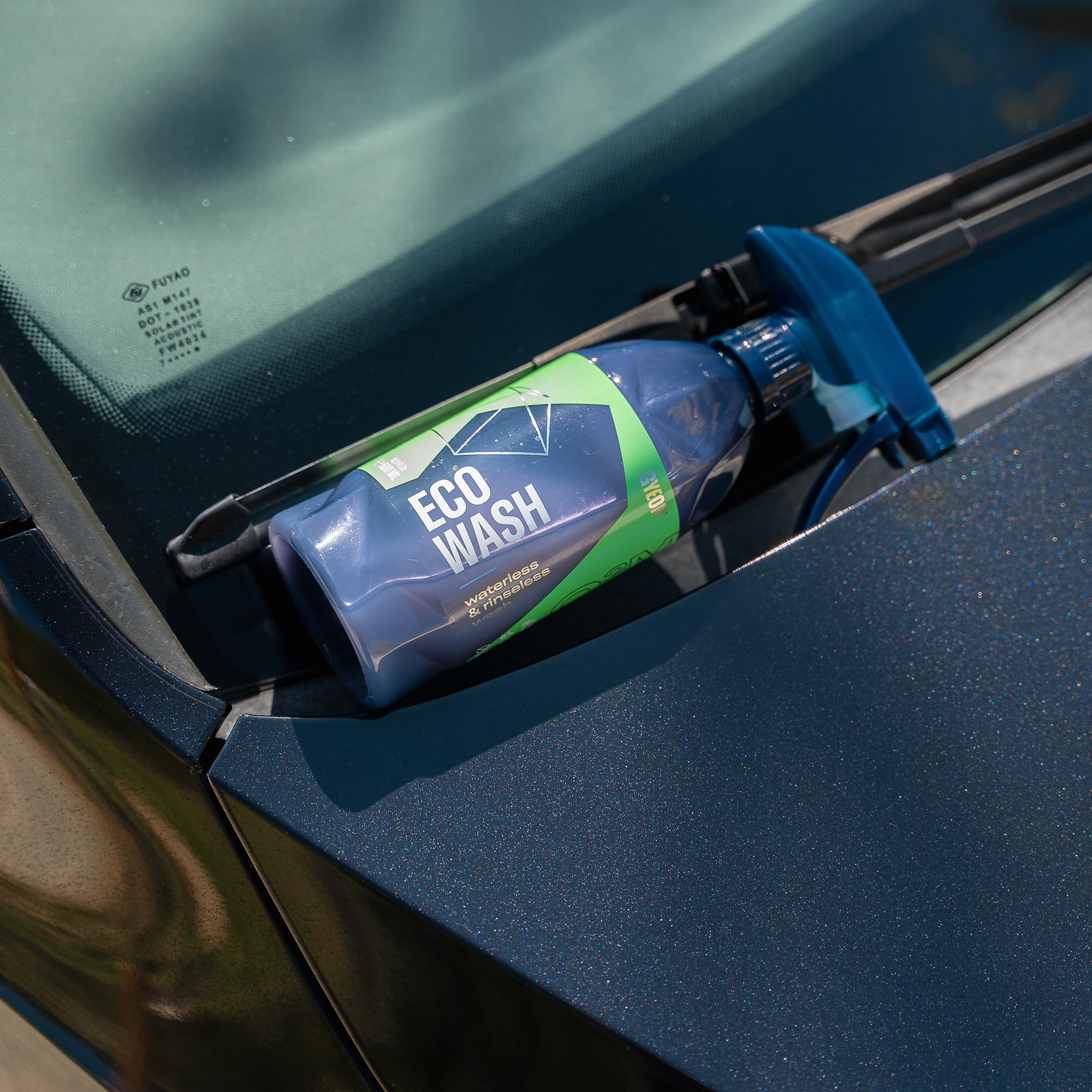 Environmental water savings messaging on ECOWash packaging