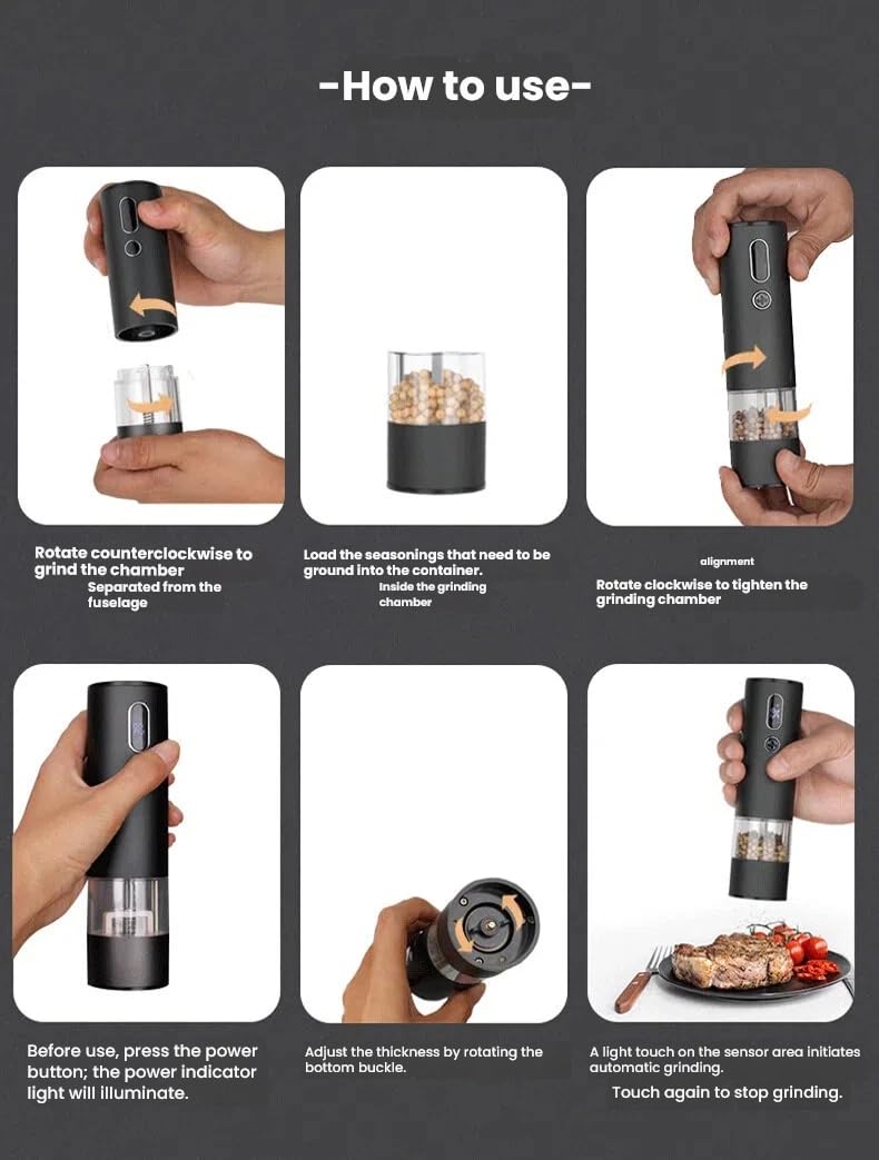 One-piece lid electric grinder with ergonomic design