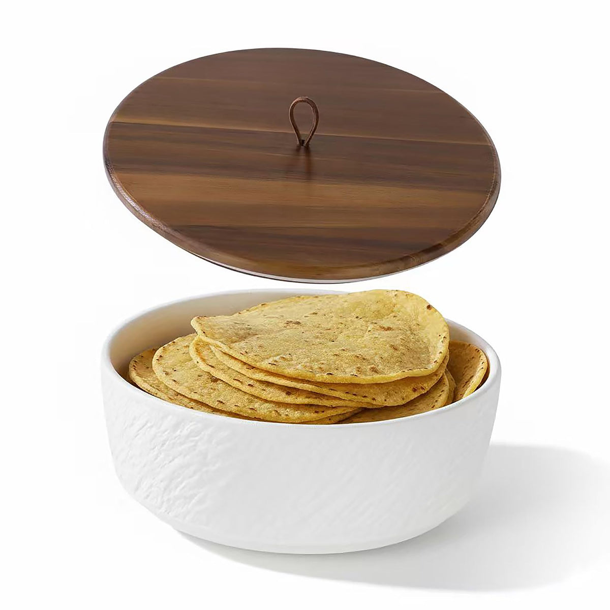 Ceramic Tortilla Warmer 8 Inch with wooden lid