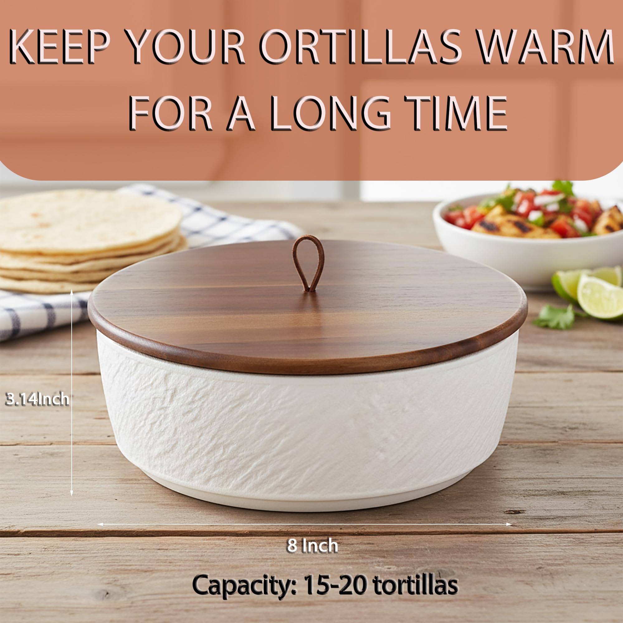Wooden lid with silicone seal tortilla warmer