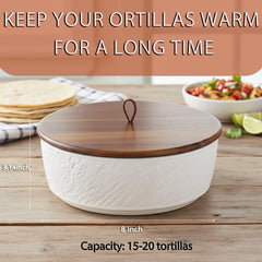 Wooden lid with silicone seal tortilla warmer