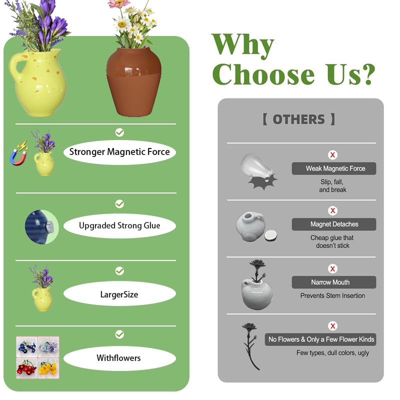 Ceramic vase magnet for refrigerator
