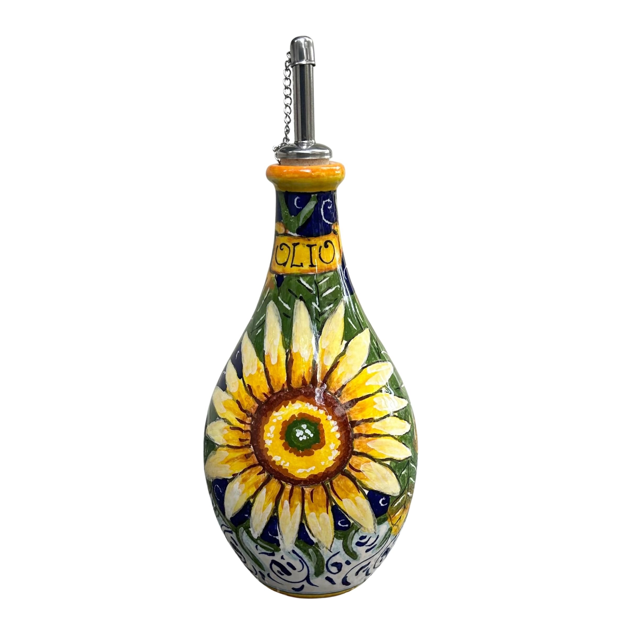 CERAMICHE D'ARTE PARRINI oil cruet with sunflower motif