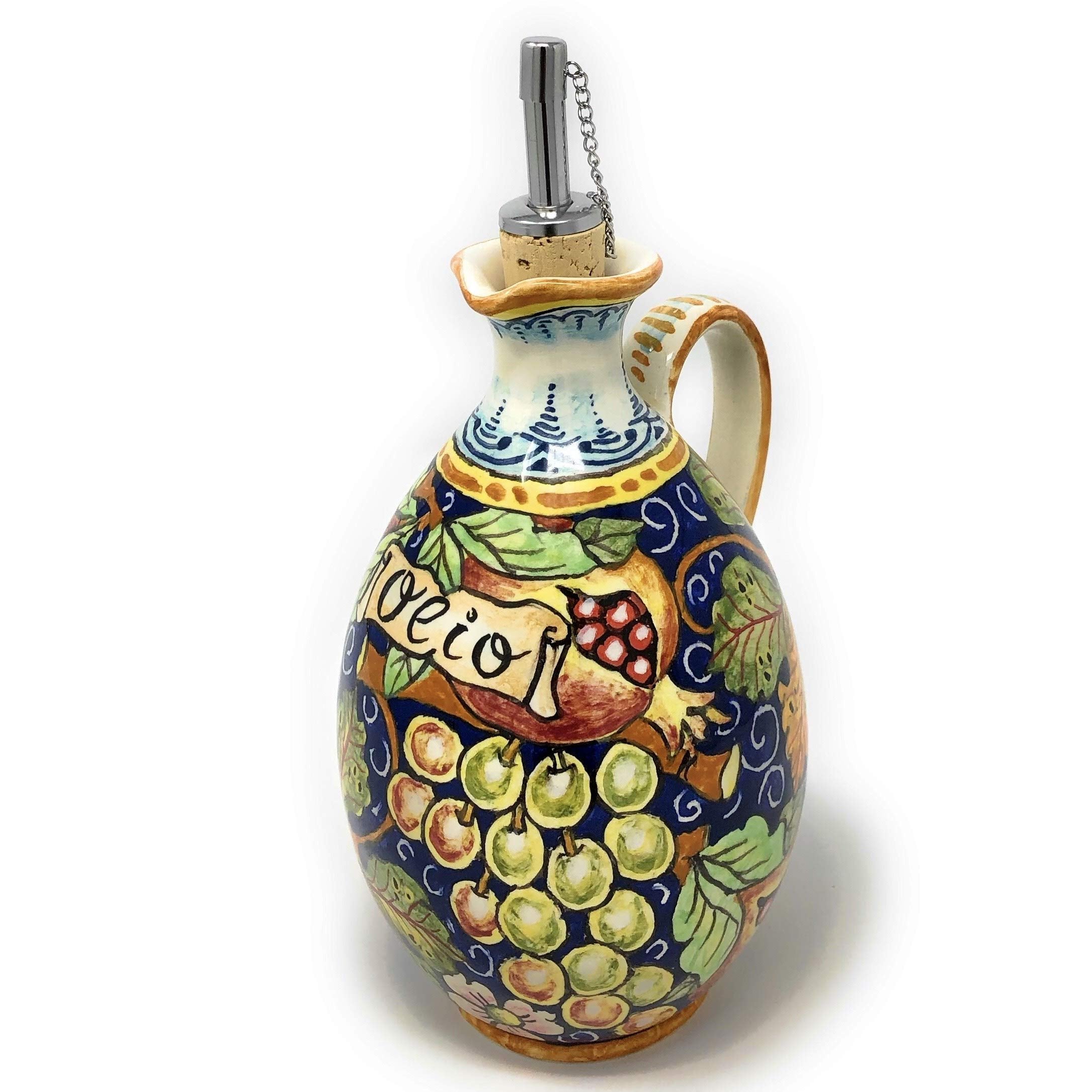CERAMICHE D'ARTE PARRINI oil cruet with grape motif