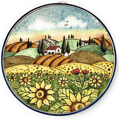 CERAMICHE D'ARTE PARRINI plate wall decor hand painted sunflowers