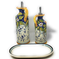decorative three lemons blue background hand painted decor