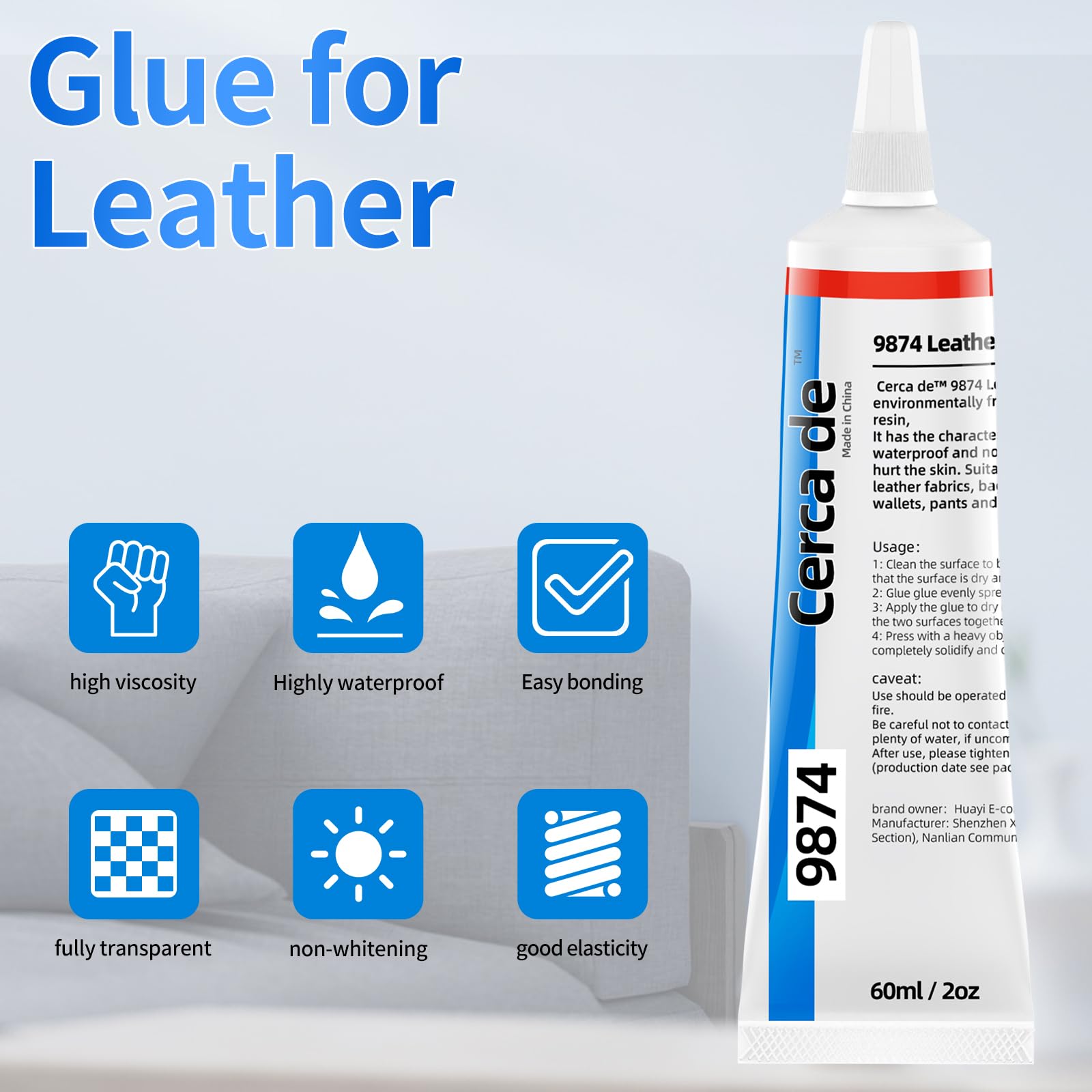 Waterproof and durable leather glue for furniture and car seats