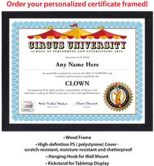 Individually numbered clown diploma keepsake