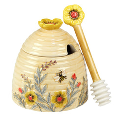 Hand-painted bee hive teapot companion