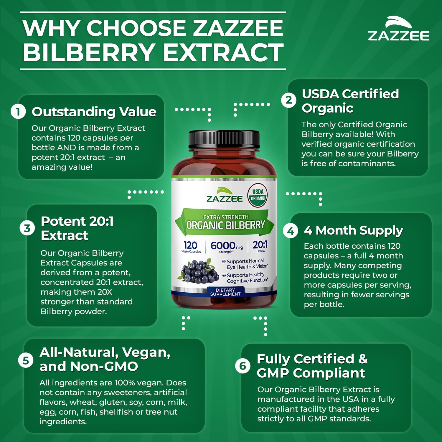 Bilberry extract capsules closeup