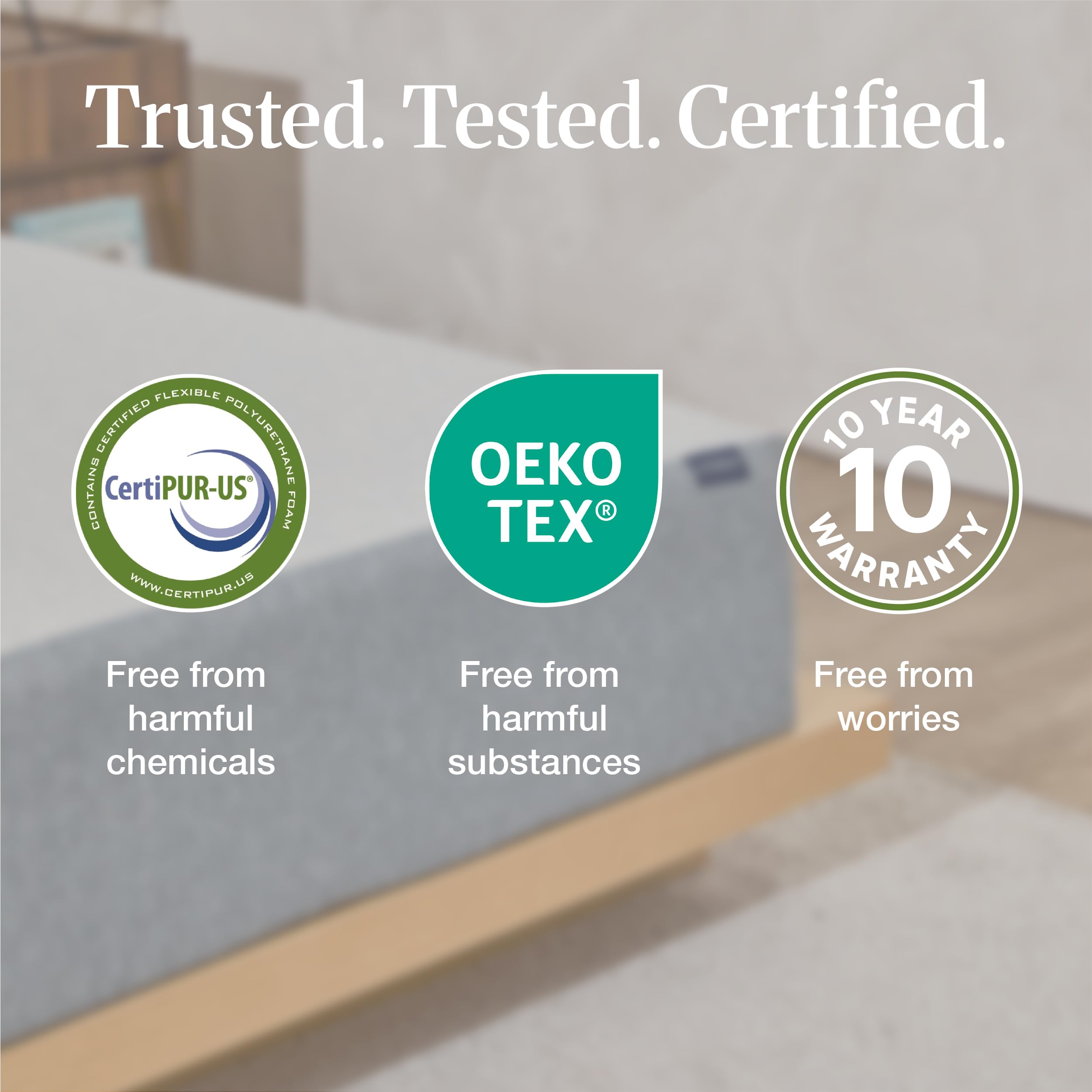 CertiPUR-US and Oeko-Tex certified foam inside mattress